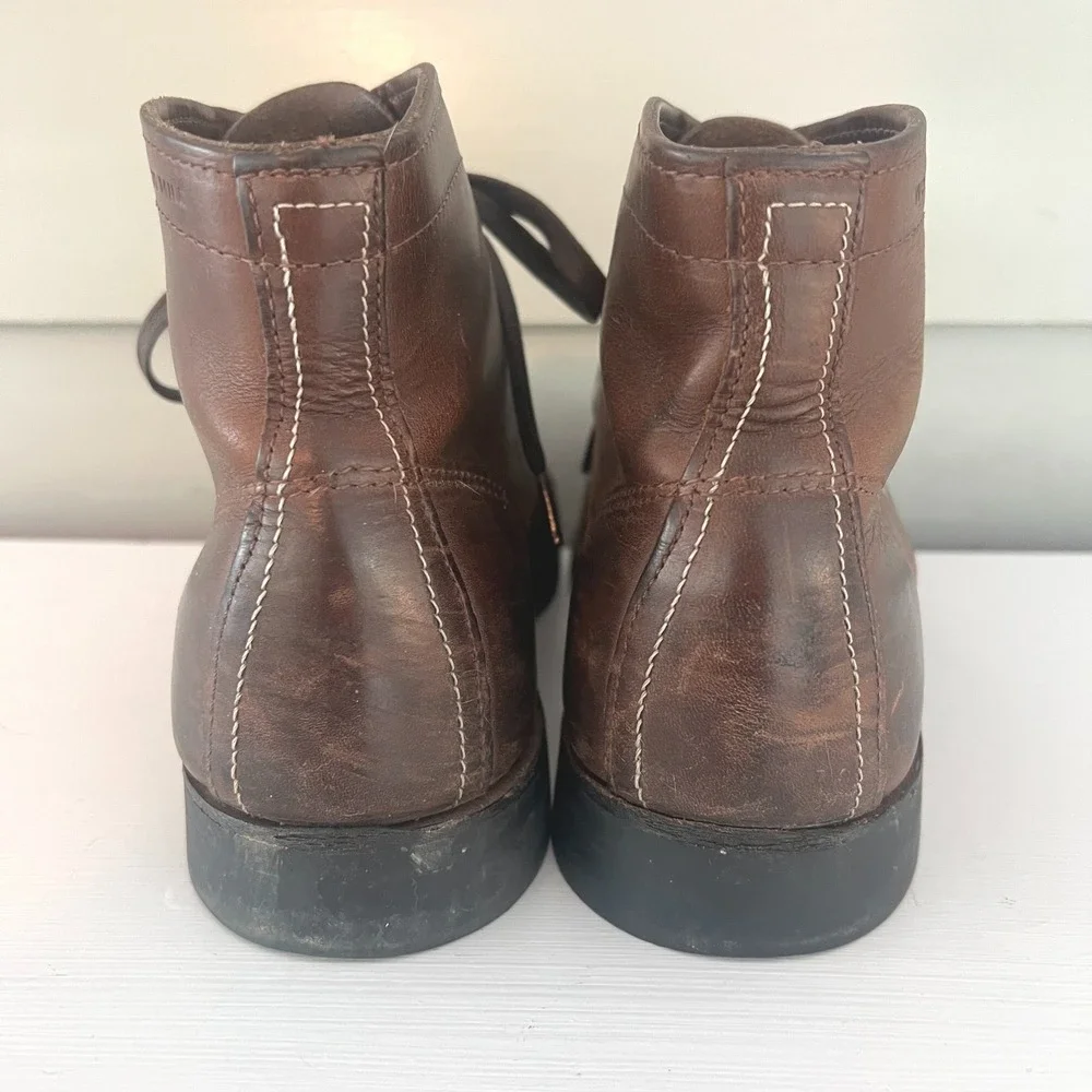 Wolverine 1000 Mile Plain Toe Boots Brown Men 10.5‎ D Leather Vibram Lace Up